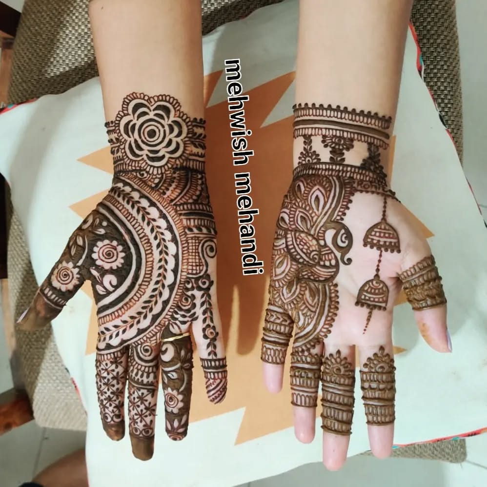 Detailed henna pattern on hands